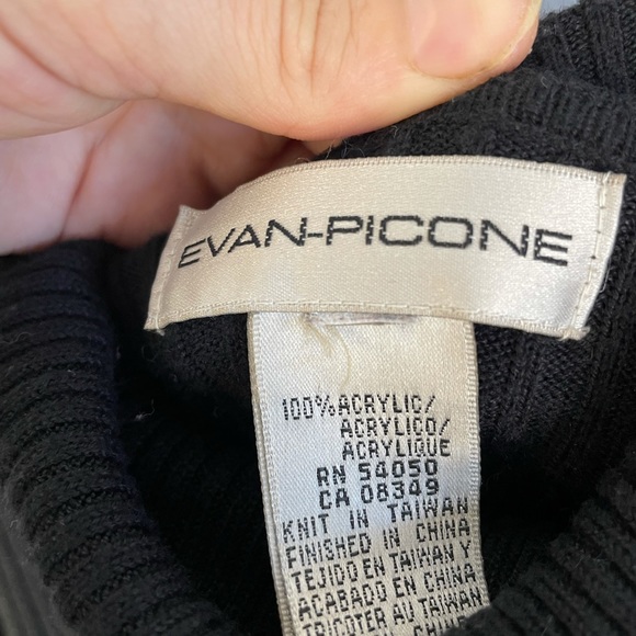 Women’s turtle neck stripe black sweater with pops of color rib knit size L - Picture 12 of 12